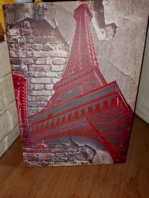 Canvas painting Eiffel Tower used with vintage style