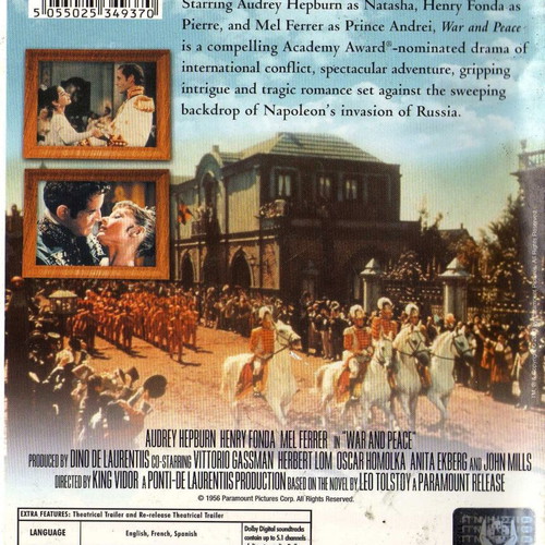 War and Peace DVD used, drama with subtitles