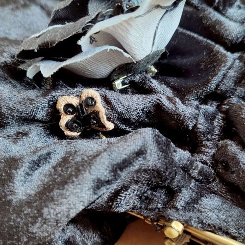 Victorian style black velvet clutch bag like new