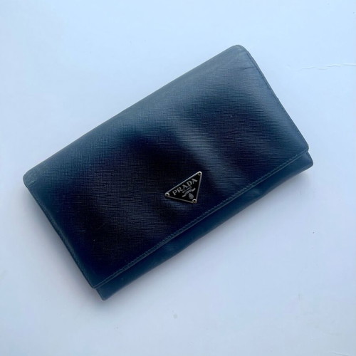 Prada wallet used black, men's model