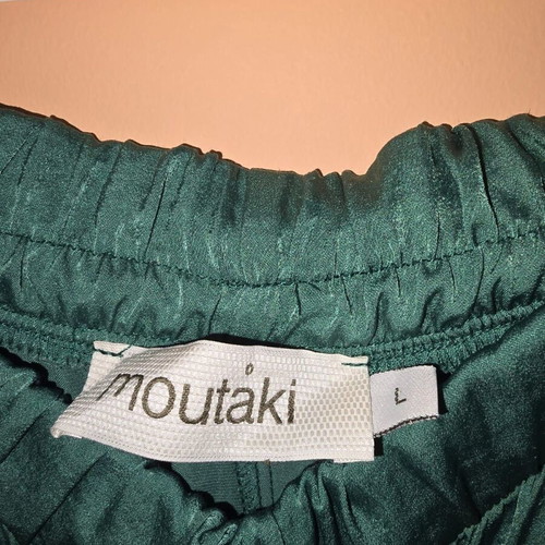 Moutaki satin pants size L like new, emerald green