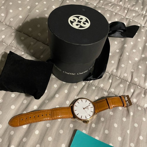 Oxette wristwatch used, brown and gold