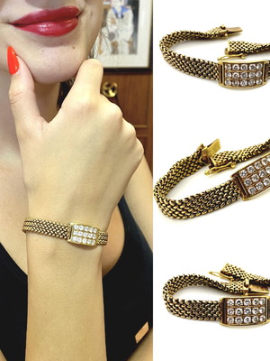 18k bracelet with 1.5ct VS-F diamonds handmade solid woven