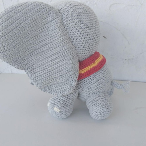 Amigurumi Dumbo handmade elephant new, gray with pink