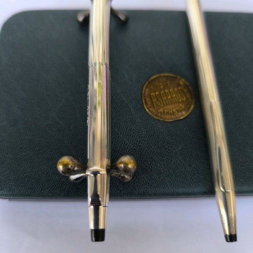 Cross Sterling Silver Century pen and Caran d'Ache Madison silver-plated mechanical pencil used