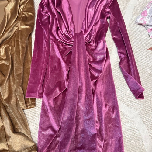 Two velour dresses like new, pink and gold