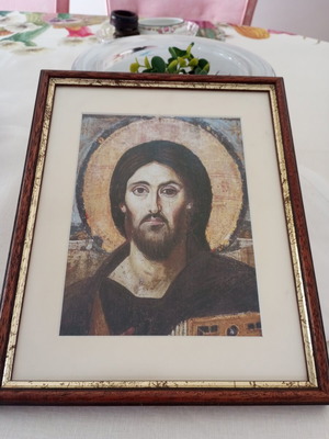 Christ image new with frame, Sinai monastery icon replica