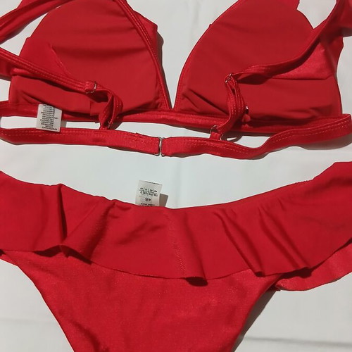 M&D Red Bikini with Ruffles, Size 46, New