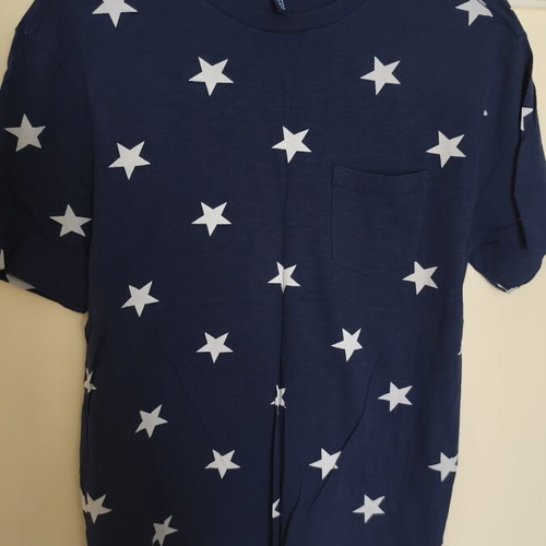 H&M Men's T-shirt with Stars like new, white and blue