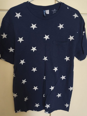 H&M Men's T-shirt with Stars like new, white and blue
