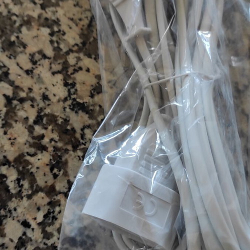 Extension cords with bipolar plug, new, 3m and 5m white cables
