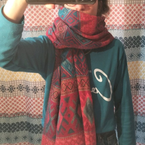 Long scarf like new with ethnic patterns, multicolored