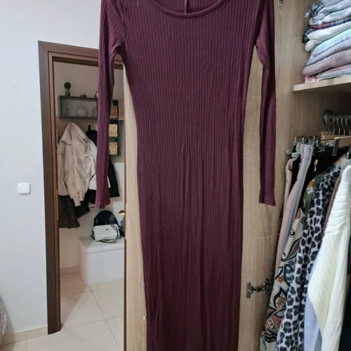 Bershka red maxi fitted dress like new, size S