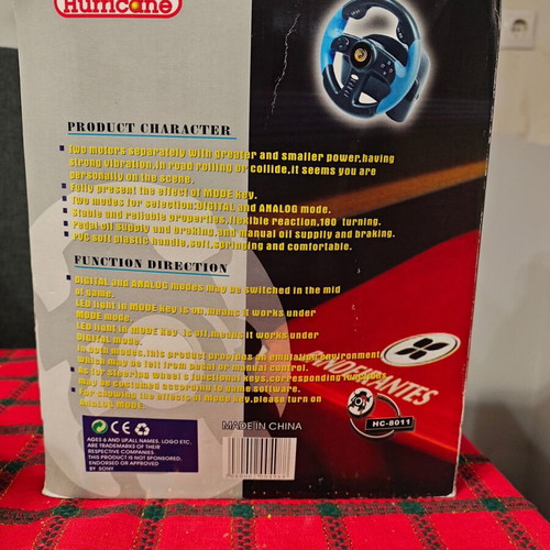 Hurricane Racing Wheel HC-8011 used with pedals for PS1, PS2, PC