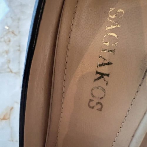 Sagiakos black peep-toe pumps satin look size 38 like new