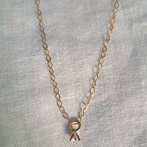 Gold-Plated Silver 925 Necklace with Mini Solitaire Zircon, Like New