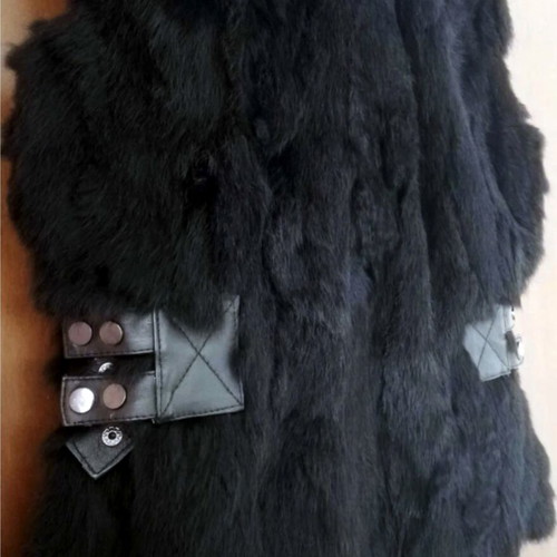 Lynne rabbit fur vest with leather details, size M, like new