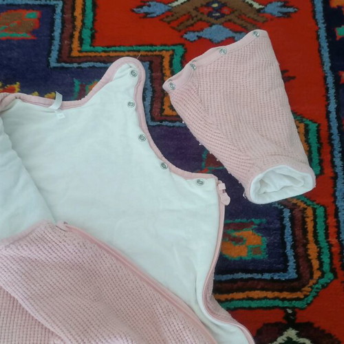 Baby girl sleeping bag pink used up to 74 cm with detachable sleeves
