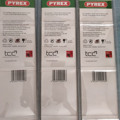 Pyrex knives set new, 3 pieces including meat and bread knives