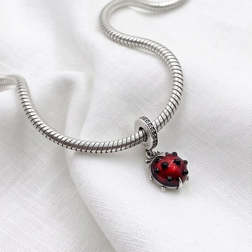 Pandora Ladybug Charm new, red and silver