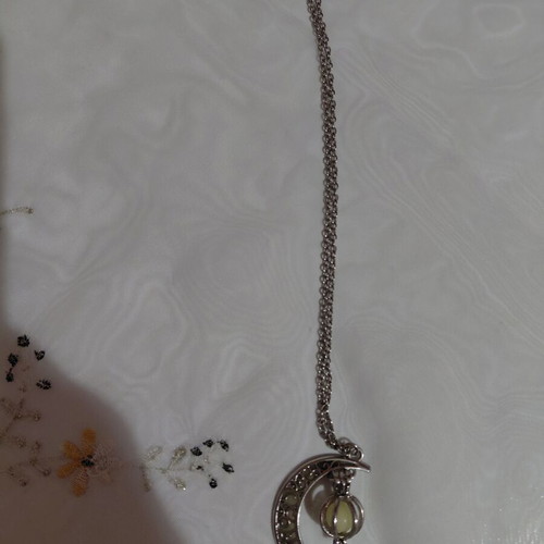 Moon necklace that glows in the dark, like new, silver
