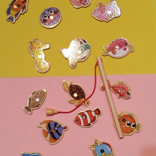 Fishing game new with 15 wooden fish