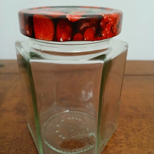Glass jar with lid hexagonal, like new