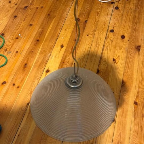 Ceiling light glass with LED lamp and stainless steel edges like new