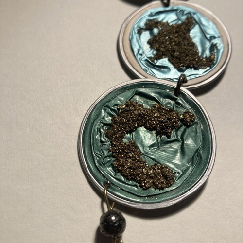 Upcycled Handmade Necklace with Coffee Capsules, Gold Glitter & Crystals