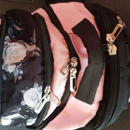 School backpack large for elementary girl used, pink and black