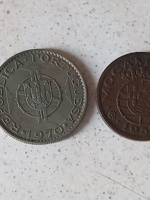 Escudo coin used from Mozambique 1952, 1954, 1957, 1970