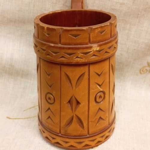 Wooden carved cup used, large size