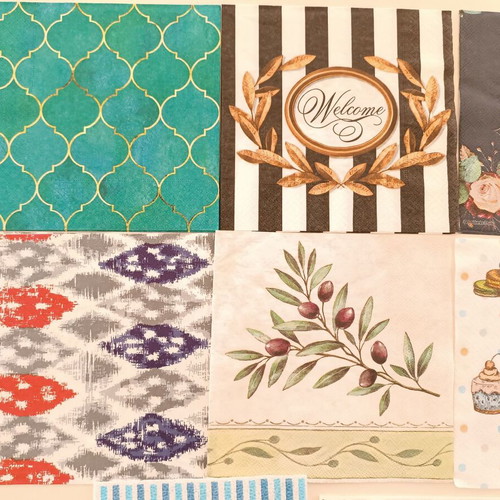 Collection of 8 new napkins for crafts and decoupage