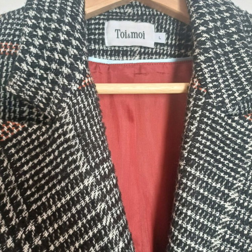 Toi Moi midi check coat like new, grey, size L