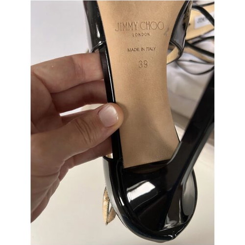 Jimmy Choo black platform sandals, size 39, 10cm heel