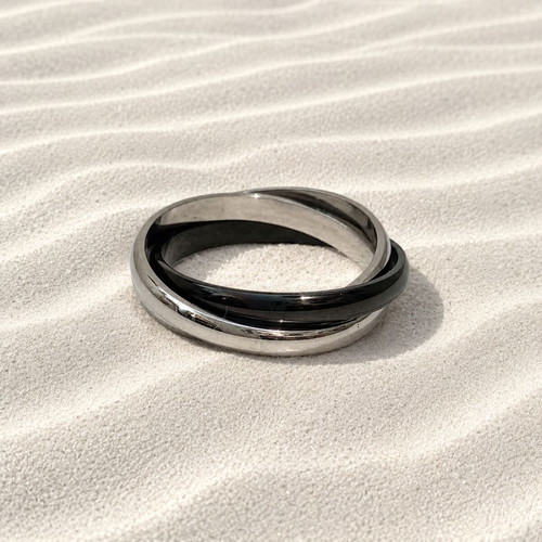 Trivero ring made of stainless steel, new, black and silver