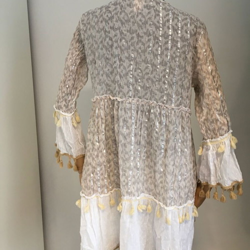 Boho dress tunic with rich embroidery and tassels like new