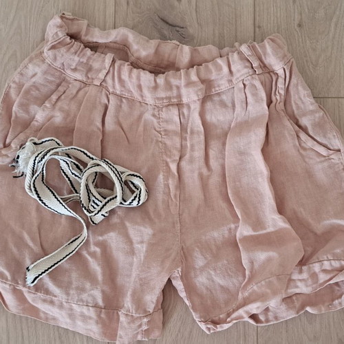 Linen shorts used, soft pink with woven drawstring belt, size S/M