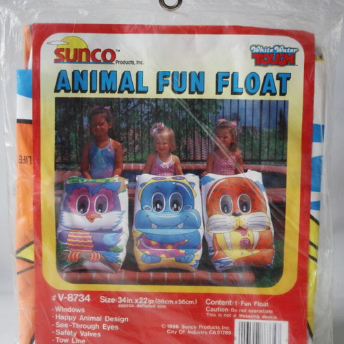 Animal Fun Float inflatable sea mat 86x56cm Sunco 1986 new