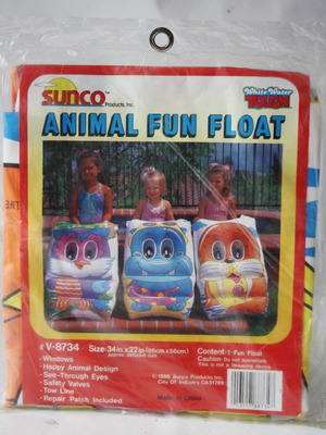 Animal Fun Float inflatable sea mat 86x56cm Sunco 1986 new