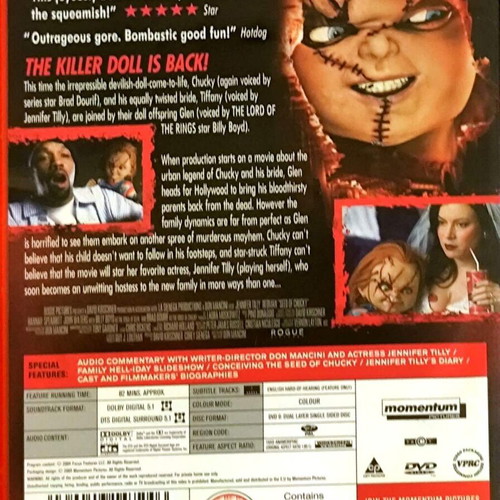 Seed of Chucky DVD horror movie with Jennifer Tilly used, English subtitles