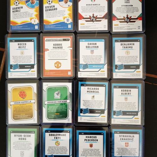 Lot of 16 Donruss Soccer Cards with rookies and inserts, used excellent condition