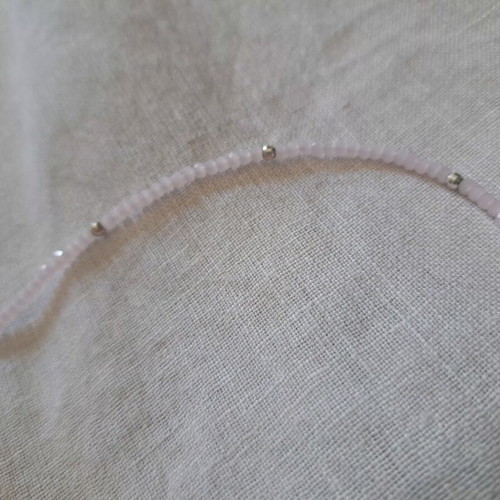 Rose Quartz Necklace Handmade from Scratch, Silver, New