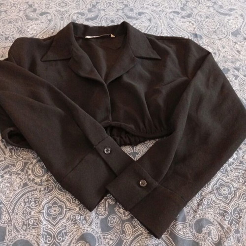 Zara crop μπλούζα XL μεταχειρισμένη, μαύρη σε καλή κατάσταση