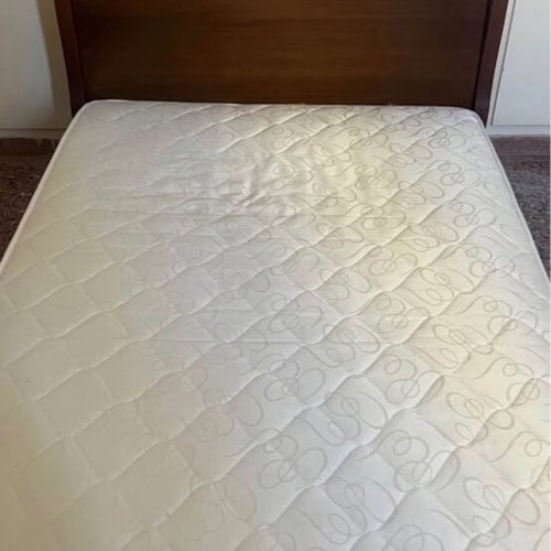 Wooden Semi-Double Bed with Mattress Like New, Walnut Color