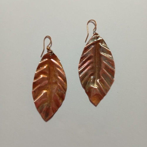 Copper handmade earrings leaf design new