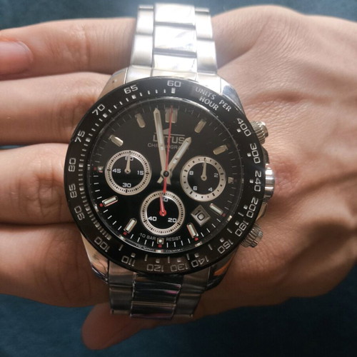 Lotus men's watch like new with black dial and chronograph