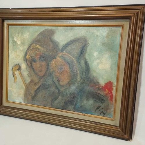 Decorative painting 70x90 Doris used, Michail Papageorgiou with wooden frame