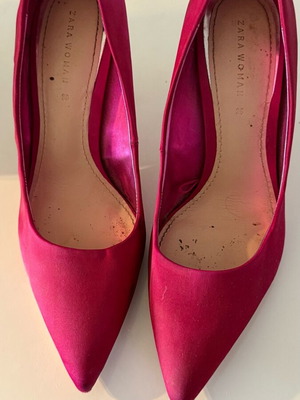 Zara fuchsia satin pumps used, size 38