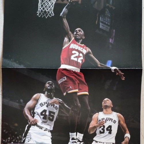 Rare double poster Clyde Drexler & Hakeem Olajuwon SLAM like new
